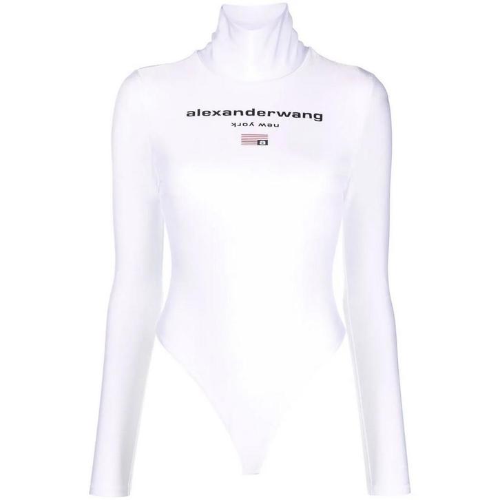AlexanderWang.T • witte body met logo • L, Kleding | Dames, Jumpsuits, Wit, Nieuw, Maat 42/44 (L), Verzenden