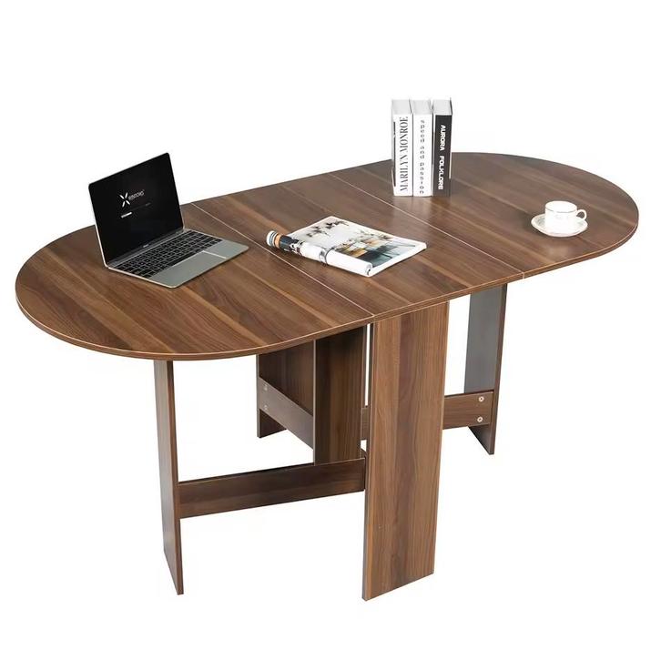 Nieuwe Inklapbare Houten Eettafel – Vintage Bruin Ovaal, Huis en Inrichting, Tafels | Eettafels, 50 tot 100 cm, 150 tot 200 cm
