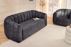 3-zitsbank BABYLON 200 cm antraciet fluweel met decoratief, Ophalen of Verzenden, Nieuw