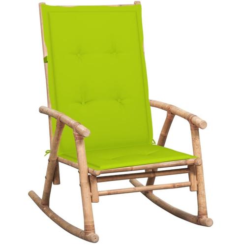 vidaXL Schommelstoel met kussen bamboe, Tuin en Terras, Tuinstoelen, Nieuw, Hout, Verzenden