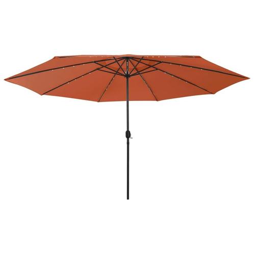 vidaXL Parasol met LED-verlichting 400 cm terracottakleurig, Tuin en Terras, Parasols, Nieuw, Meer dan 4 meter, Verzenden