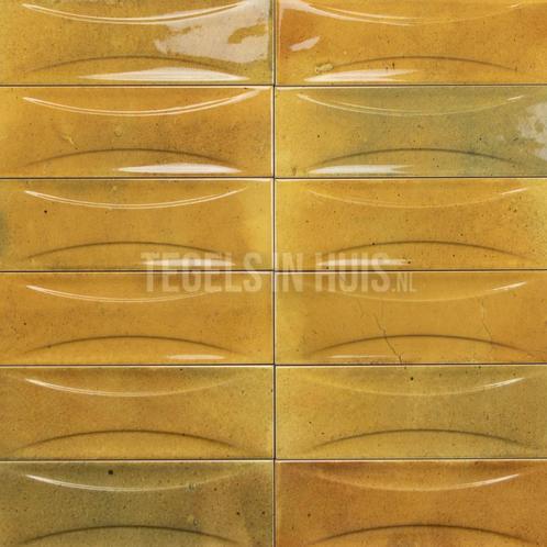 Wandtegel hanoi caramel geel decor 6.5x20 wandtegel, Doe-het-zelf en Verbouw, Tegels, Wandtegels, Nieuw, 10 m² of meer, Keramiek
