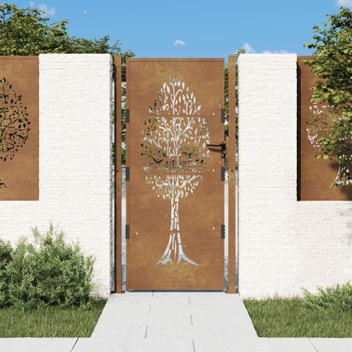 vidaXL Poort 105x180 cm boomontwerp cortenstaal, Tuin en Terras, Tuinpoorten, Nieuw, Verzenden