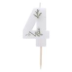 Witte Kaars 4 Jaar Gebladerd 5cm, Hobby en Vrije tijd, Verzenden, Nieuw