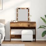 vidaXL Kaptafel met spiegel en LED bewerkt hout oud, Verzenden, Nieuw