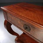 Trumeau ca 1830  in mahonie met lade op gebogen voorpoten N, Antiek en Kunst, Antiek | Meubels | Tafels, Ophalen of Verzenden