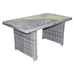 Kreta lounge-diningtafel 140x80xH70 cm grijs, Tuin en Terras, Ophalen of Verzenden, Nieuw, Wicker