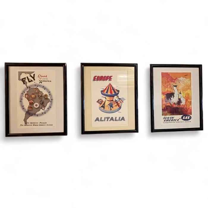Ettore Tito - SAS / Pan American / Alitalia – Lot of 3, Antiek en Kunst, Kunst | Tekeningen en Foto's