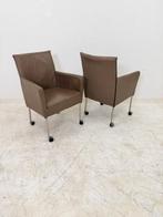 Fauteuil leer op wielen voor harde vloer leverkleurig, Vergader- of Presentatieruimte, Ophalen of Verzenden, Gebruikt, Stoel