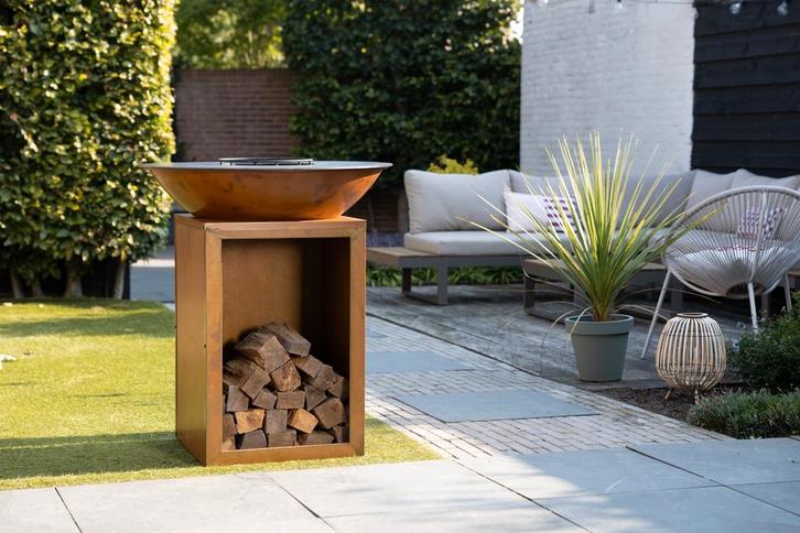 BASTE Stand 80 vuurschaal bbq - Cortenstaal, Tuin en Terras, Houtskoolbarbecues, Nieuw, Verzenden