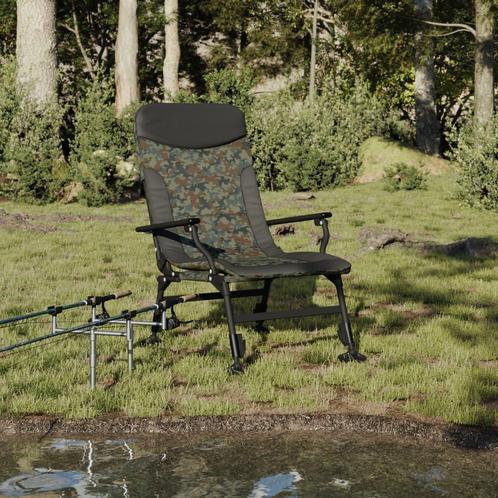 vidaXL Visstoel met armleuning inklapbaar camouflage, Tuin en Terras, Tuinstoelen, Nieuw, Metaal, Verzenden