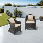 2 luxe wicker fauteuils met kussens - grijs, Tuin en Terras, Verzenden, Nieuw