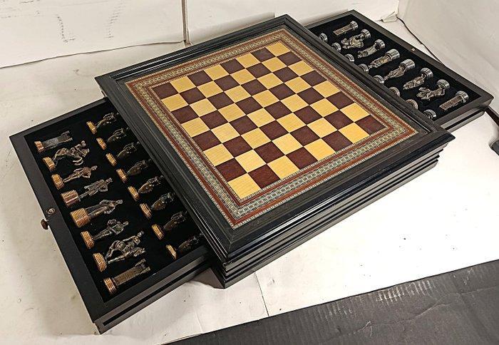 Schaakspel - Reconquista de Granada - brons, hout, Antiek en Kunst, Curiosa en Brocante