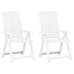 vidaXL Tuinstoelen 2 st verstelbaar kunststof wit, Verzenden, Nieuw, Kunststof