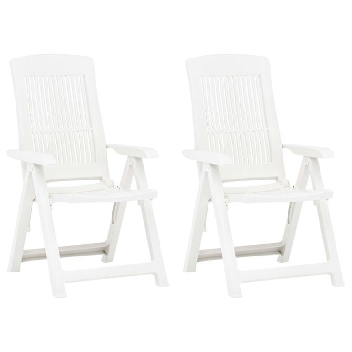 vidaXL Tuinstoelen 2 st verstelbaar kunststof wit, Tuin en Terras, Tuinstoelen, Nieuw, Kunststof, Verzenden