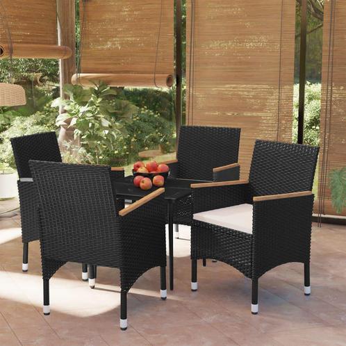 vidaXL 5-delige Tuinset met kussens zwart, Tuin en Terras, Tuinsets en Loungesets, Tuinset, Nieuw, 4 zitplaatsen, Rotan, Verzenden