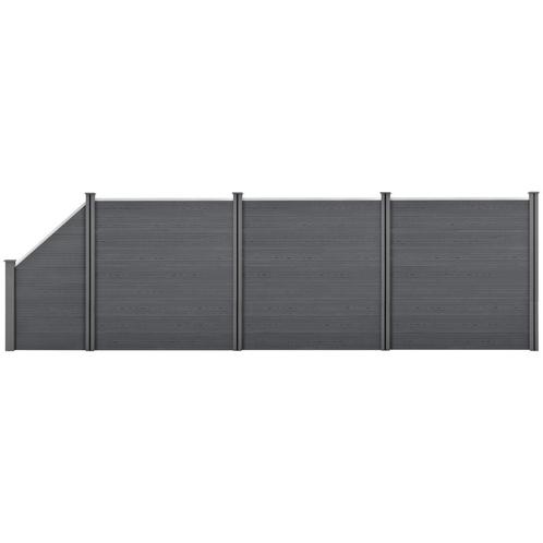 HKC Schuttingpanelen set vierkant/schuin 183x625cm grijs, Tuin en Terras, Tuinschermen, Nieuw, Verzenden