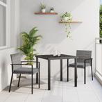 vidaXL 3-delige Tuinset Grijs Poly Rattan, Verzenden, Nieuw, Rotan, Tuinset