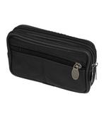 Heuptas Dubbele Rits 14cm Leder Zwart, Nieuw
