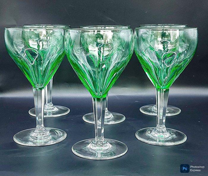 Verreries Doyen - Drankservies (6) - Atlas, côtes plates,, Antiek en Kunst, Antiek | Glas en Kristal