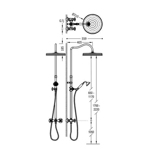 Regendoucheset Tres Clasic Mengkraan Hoofddouche 31 cm RVS, Doe-het-zelf en Verbouw, Sanitair, Ophalen of Verzenden
