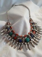 Ladakh-stijl ketting - Koraal, Lapis Lazuli, Zilver,