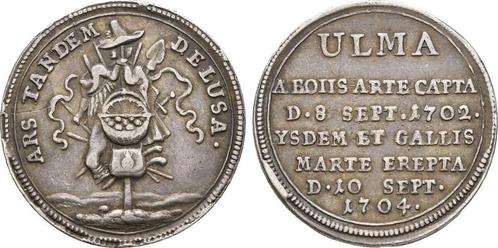 Zilver medaille Rueckeroberung der Stadt 1704 Ulm Stadt:, Postzegels en Munten, Munten | Europa | Niet-Euromunten, Verzenden