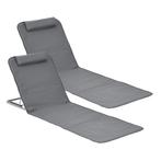 Strandmat Donostia met rugleuning set van 2 donkergrijs, Tuin en Terras, Ligbedden, Nieuw, Verzenden