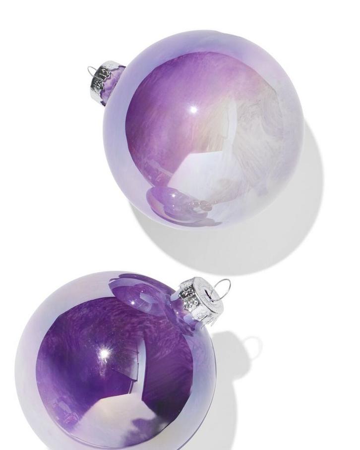 HEMA Kerstballen set 8.5cm paars - 2 stuks, Diversen, Kerst, Nieuw, Verzenden