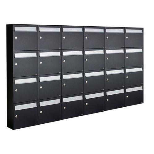 Brievenbusunit Flow set wand 6-breed, 4-hoog - zwart, Tuin en Terras, Brievenbussen, Nieuw, Verzenden
