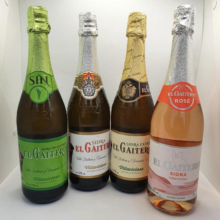 El Gaitero Cider Pack - 4 mousserende cider wijnen, Verzamelen, Wijnen, Vol, Spanje, Nieuw, Overige typen, Ophalen of Verzenden