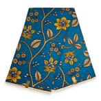 Afrikaanse stof - Blauwe Flower Stems - 100% katoen, Hobby en Vrije tijd, Stoffen en Lappen, Ophalen of Verzenden, Nieuw