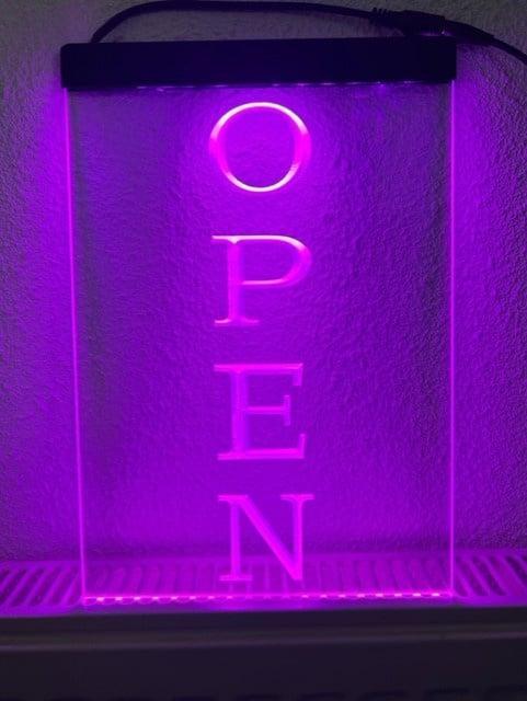 OPEN neon bord lamp LED verlichting reclame lichtbak VERTICA, Zakelijke goederen, Horeca | Meubilair en Inrichting, Verzenden