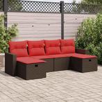 vidaXL 6-delige Loungeset met kussens poly rattan bruin, Tuin en Terras, Verzenden, Nieuw, Rotan, Loungeset