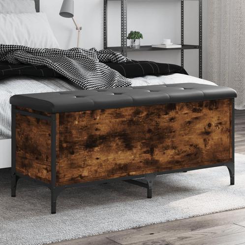 vidaXL Opbergbankje 102x42x45 cm bewerkt hout gerookt, Huis en Inrichting, Banken | Voetenbanken en Poefen, Nieuw, Verzenden