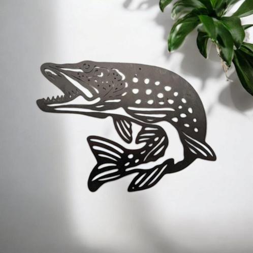 Tuindecoratie vis snoek | 40.7 cm x 29.2 cm, Tuin en Terras, Tuinwanddecoratie, Verzenden