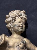 Beeld, Geblinddoekte cherubijn / Cupido - 33 cm - Pewter
