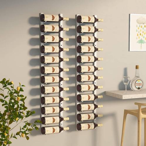 vidaXL Wijnrekken 2 st voor 12 flessen wandmontage ijzer wit, Huis en Inrichting, Woonaccessoires | Wijnrekken, Nieuw, Verzenden