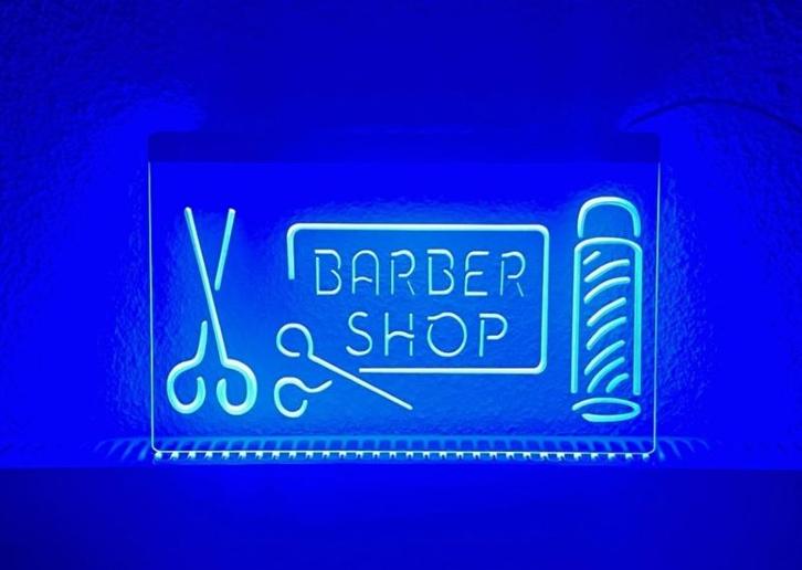 Kapsalon kapper barber neon bord lamp LED verlichting lichtb, Verzamelen, Merken en Reclamevoorwerpen, Nieuw, Verzenden