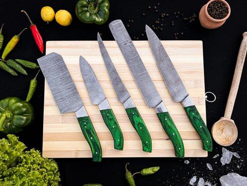Smith - Keukenmes - Kitchen knife set - Japanse groene hout, Antiek en Kunst, Antiek | Keukenbenodigdheden