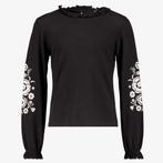 TwoDay meisjes shirt geborduurde mouwen zwart maat 146/152, Verzenden, Nieuw