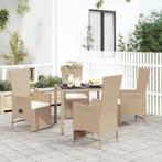 vidaXL 5-delige Tuinset met kussens poly rattan beige, 4 zitplaatsen, Nieuw, Tuinset, Verzenden