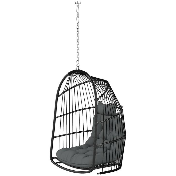 TRUUSK Hangstoel Hangmand Polyrattan - Opvouwbaar - Met Kuss, Tuin en Terras, Hangmatten, Nieuw, Verzenden