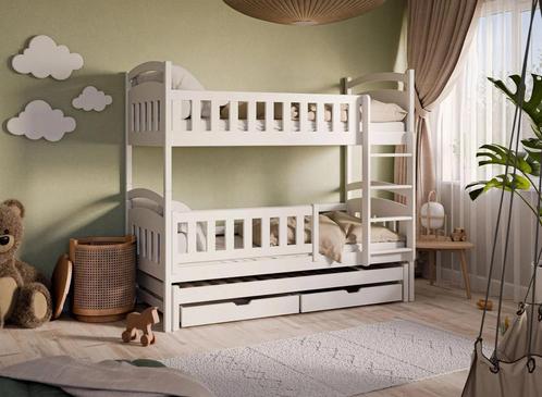 Stapelbed met Lade Bas - 3-persoons | Wit, Kinderen en Baby's, Kinderkamer | Stapelbedden en Hoogslapers, Stapelbed, Nieuw, Verzenden