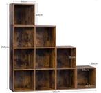 Boekenrek met 10 Open Vakken – Houten Wandkast, Huis en Inrichting, Kasten | Boekenkasten, Verzenden, Nieuw