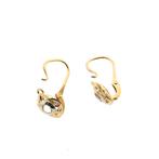 18 Krt. Bicolor gouden oorbellen met zirconia | Vintage, Gebruikt, Overige kleuren, Ophalen of Verzenden, Met edelsteen
