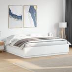 vidaXL Bedframe met LED-verlichting bewerkt hout wit 180x200, Eenpersoons, Verzenden, Wit, Nieuw