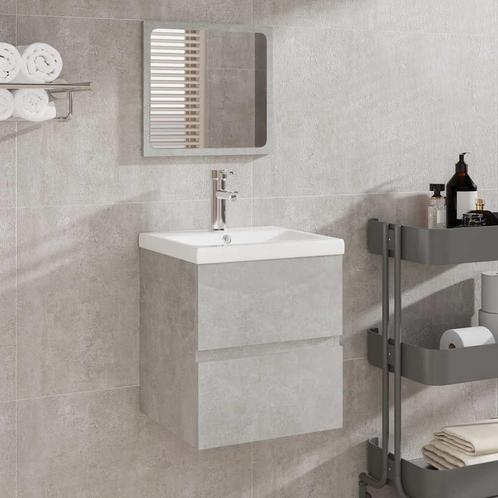 vidaXL Badkamerkast met spiegel bewerkt hout betongrijs, Huis en Inrichting, Badkamer | Badkamermeubels, Nieuw, Verzenden