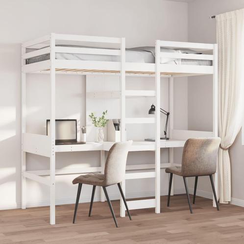 vidaXL Hoogslaper zonder matras massief grenenhout wit, Huis en Inrichting, Slaapkamer | Bedden, 90 cm, 190 cm of minder, Wit