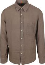 BOSS Relegant Overhemd Linnen Taupe maat 3XL Heren, Verzenden, Nieuw, Overige kleuren, BOSS